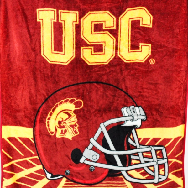 Unbranded USC Trojans Yellow/Red Football Fleece Throw Blanket 53" x 58.5"