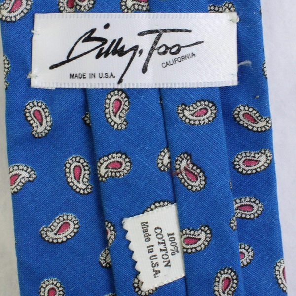 Billy, Too Men's Neck Tie Blue Paisley Print 100% Cotton