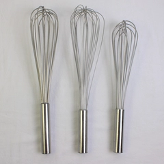 Lot of 3 Assorted Industrial Size Stainless Steel Whisks, 14" and 2 x 16" Tall
