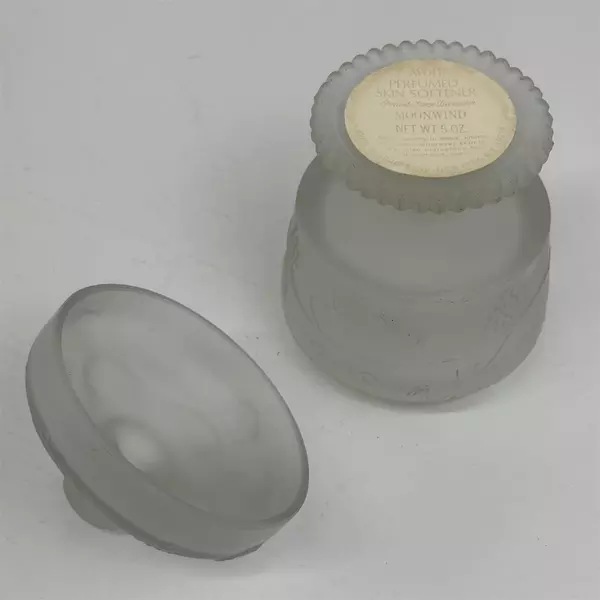 VTG Avon Empty Moonwind Perfumed Skin Softener Frosted Jar With Lid Empty
