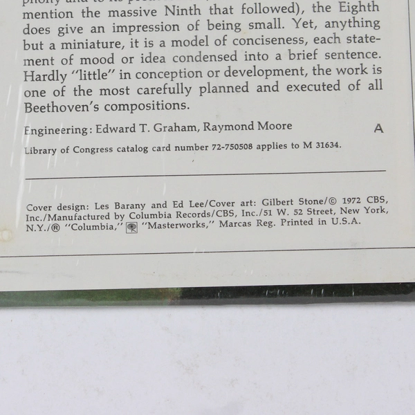 Beethoven: Fifth & Eighth Symphony/Ormandy Vinyl Record, Columbia, # M31634