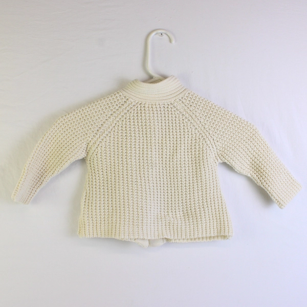 Old Navy Baby 12-18m Ivory Waffle Knit Button Up Cardigan Sweater