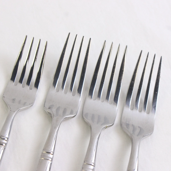 Lot Of 4 Mikasa MIS60 (Stainless) Flatware 3 Dinner Forks 8.25" 1 Salad Fork 7"