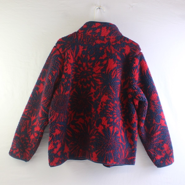 Sonoma Red and Navy Fuzzy Fleece-Lined Zip-Up Jacket Women's Size 2XL
