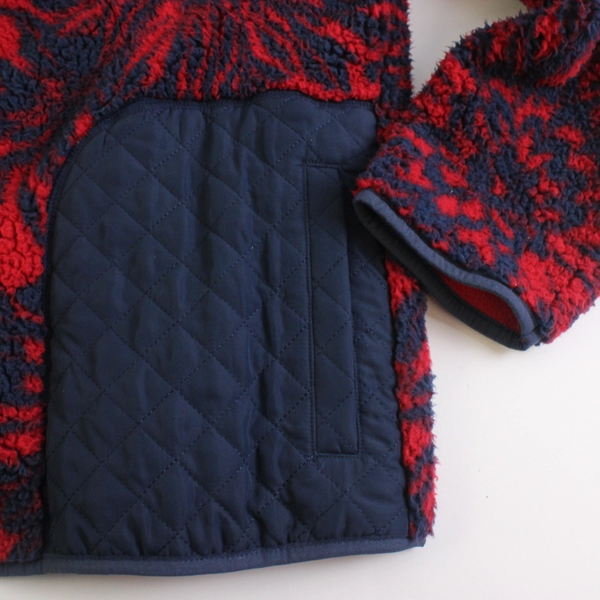 Sonoma Red and Navy Fuzzy Fleece-Lined Zip-Up Jacket Women's Size 2XL