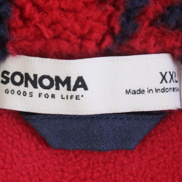 Sonoma Red and Navy Fuzzy Fleece-Lined Zip-Up Jacket Women's Size 2XL