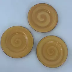 Set of 3 HausenWare Twist Yellow Salad Plates Swirl Pattern 8.75 Inch