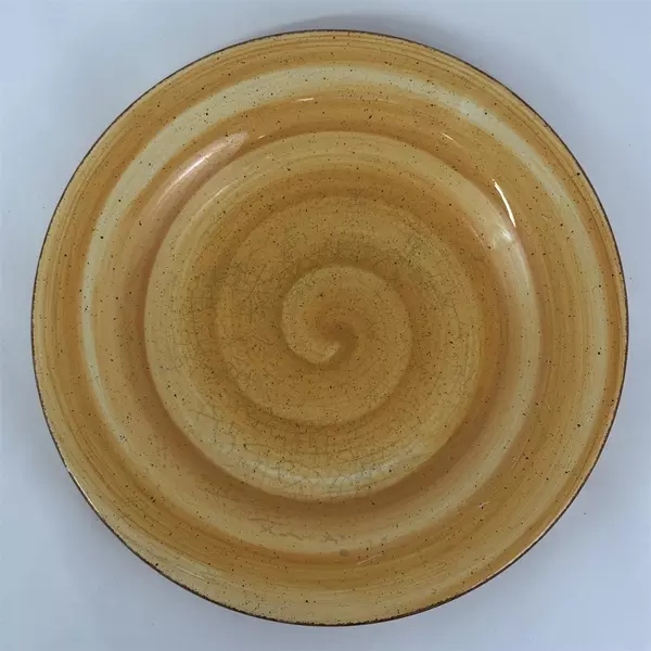 2 Hausenware Twist Yellow Dinner Plates 11.5" Swirl Pattern