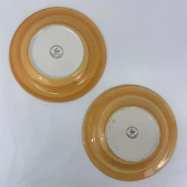 2 Hausenware Twist Yellow Dinner Plates 11.5" Swirl Pattern