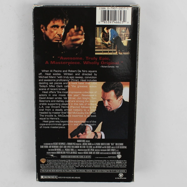 Heat VHS Tape Robert De Niro Al Pacino Tom Sizemore Jon Voight 1996
