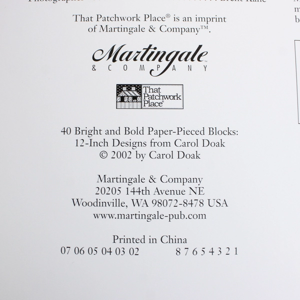 40 Bright & Bold Paper-Pieced Blocks by Carol Doak 2002 Paperback