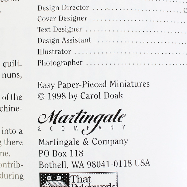 Easy Paper-Pieced Miniatures by Carol Doak 1998 Paperback That Patchwork Place