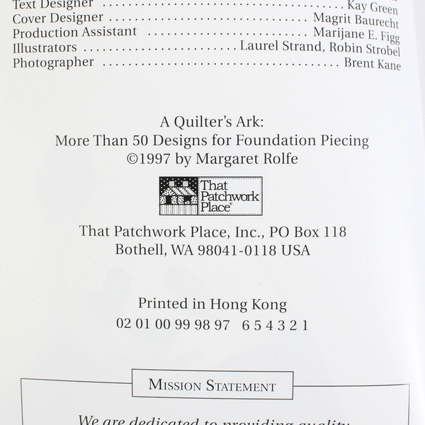 A Quilter's Ark by Margaret Rolfe More Than 50 Designs 1997 Paperback