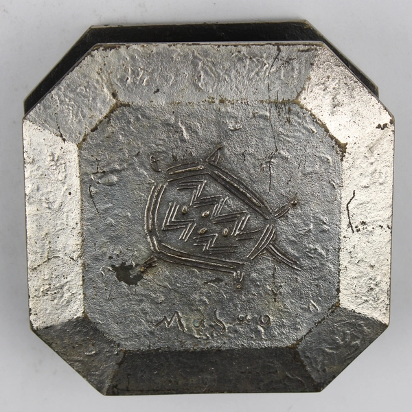 Heavy Myanmar Burmese Metal Letter Holder, Hexangonal Shape Marked Masuo 