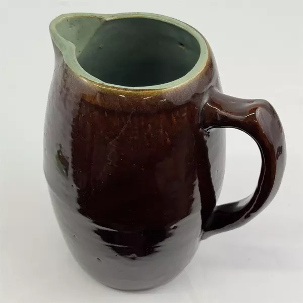 Vtg John B Taylor Zanesville Pottery Country Fare 8.25” Pitcher Brown and Green