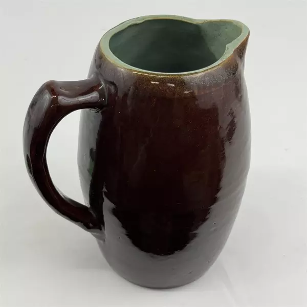 Vtg John B Taylor Zanesville Pottery Country Fare 8.25” Pitcher Brown and Green