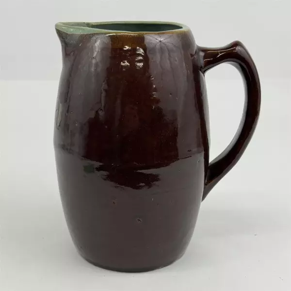 Vtg John B Taylor Zanesville Pottery Country Fare 8.25” Pitcher Brown and Green