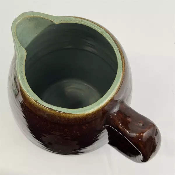 Vtg John B Taylor Zanesville Pottery Country Fare 8.25” Pitcher Brown and Green