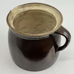 Vintage Large Brown Glazed Pottery Pitcher 6.5” Tall