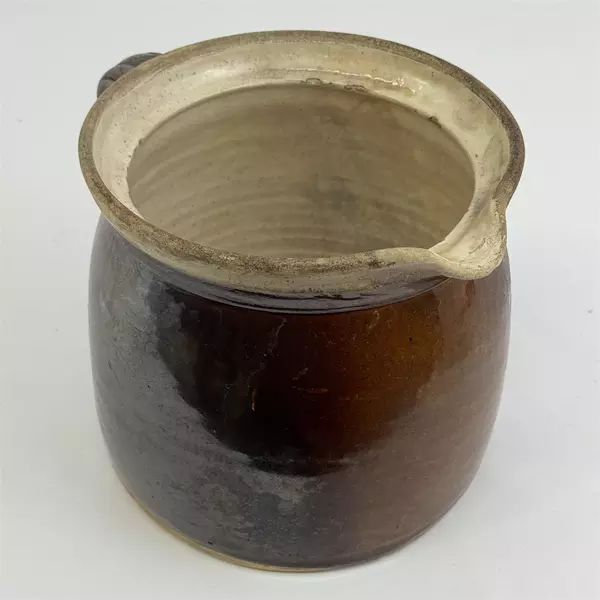 Vintage Large Brown Glazed Pottery Pitcher 6.5” Tall