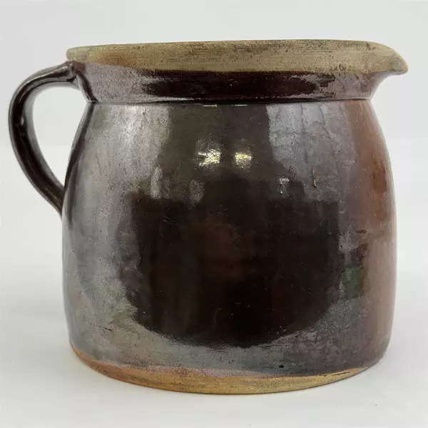 Vintage Large Brown Glazed Pottery Pitcher 6.5” Tall
