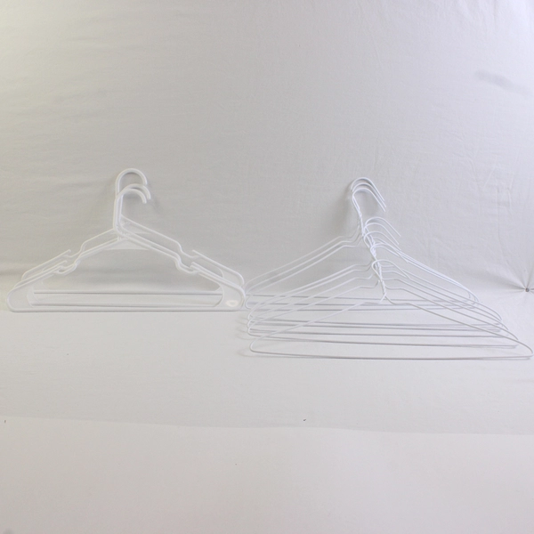 Mixed Lot of 11 White Clothes Hangers 3 Plastic 8 Wire-like Plastic