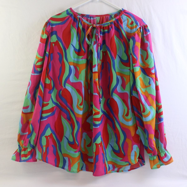 Unbranded Multicolor Long Balloon Sleeve Blouse Women's 1X