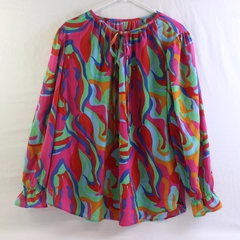 Unbranded Multicolor Long Balloon Sleeve Blouse Women's 1X
