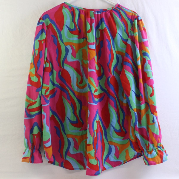 Unbranded Multicolor Long Balloon Sleeve Blouse Women's 1X