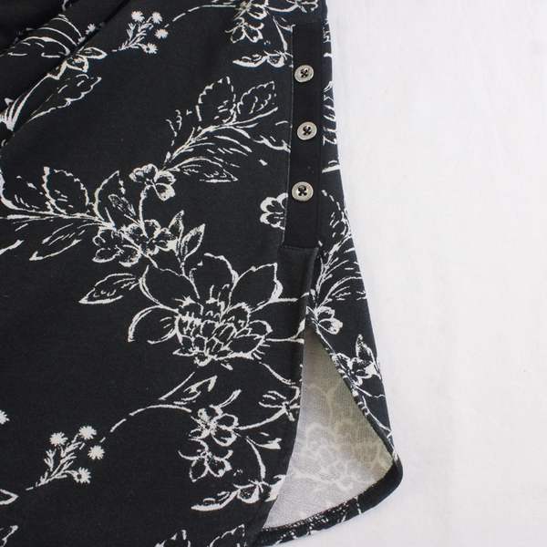 Croft & Barrow Black and White Floral 3/4-Sleeve Top Women's Medium