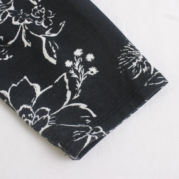 Croft & Barrow Black and White Floral 3/4-Sleeve Top Women's Medium