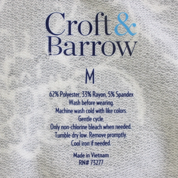 Croft & Barrow Black and White Floral 3/4-Sleeve Top Women's Medium