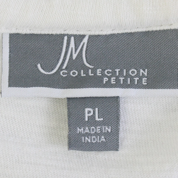 JM Collection Gray Spotted 3/4-Sleeve Sequin White T-Shirt Women's PL