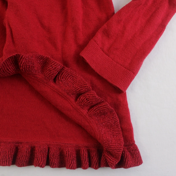 Charter Club Red Sparkly Ruffled Open-Front Cardigan Women's PS