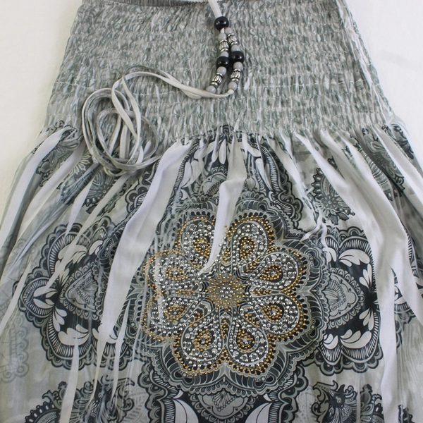 Ingear Short Gray Smocked Halter Resort Dress Women's Size Small