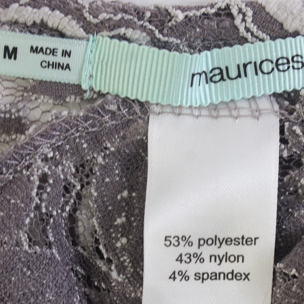 Maurices Gray and Mauve Floral Lace Long-Sleeve Top Women's Size Medium