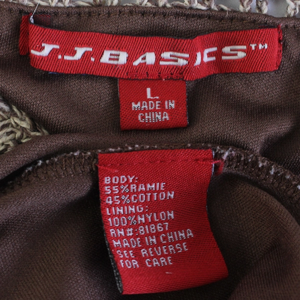 J.J. Basics Brown Crochet Long-Sleeve Top Women's Size Large