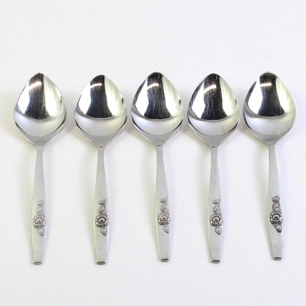 Lot Of 5 Oneida Silver Our Rose (Stainless) Flatware Soup Spoons 7" Long
