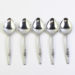 Lot Of 5 Oneida Silver Our Rose (Stainless) Flatware Soup Spoons 7" Long