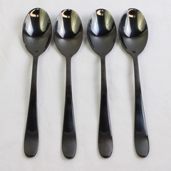 Lot Of 4 Cambridge Silver Rhiannon Black (Stainless) Flatware Soup Spoons 8"