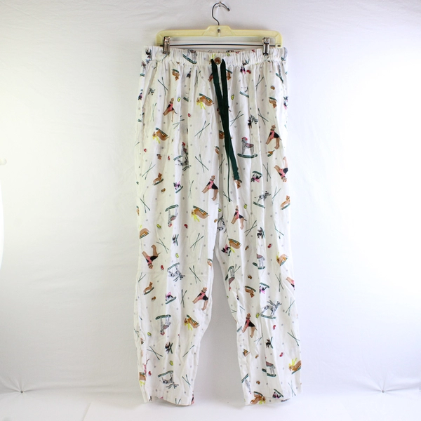 Joyspun Pajama Pants Winter Dogs On Skis On Snow Women's Size L