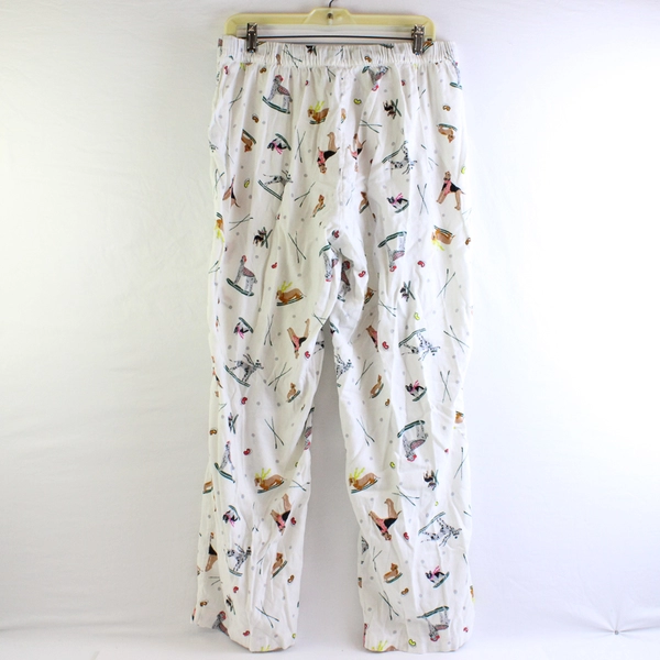Joyspun Pajama Pants Winter Dogs On Skis On Snow Women's Size L