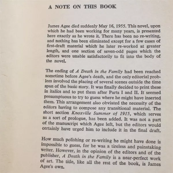 A Death in the Family by James Agee Paperback Classic Novel