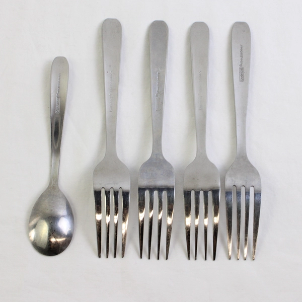 Lot Of 5 Cambridge Silver Asher-Sand (Stainless) Flatware 4 Dinner Forks 1 Spoon