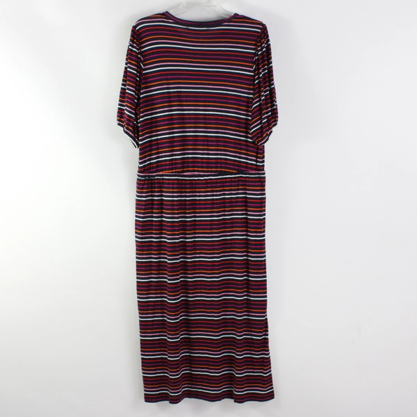 Loft Petites XL Multicolor Striped Maxi Dress Drawstring Waist 