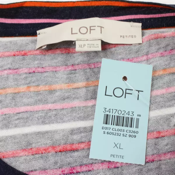 Loft Petites XL Multicolor Striped Maxi Dress Drawstring Waist 