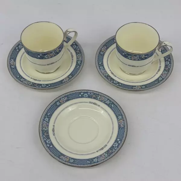 Lot of 3 Noritake Randolph 9721 Bone China Saucers With 2 Coffee Cups