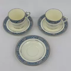Lot of 3 Noritake Randolph 9721 Bone China Saucers With 2 Coffee Cups
