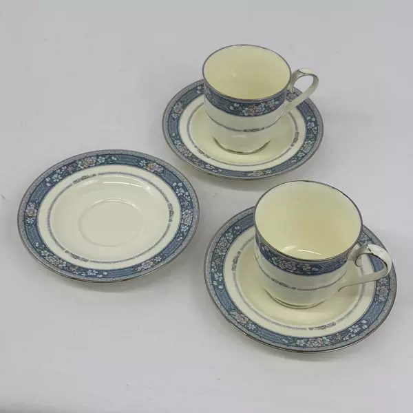 Lot of 3 Noritake Randolph 9721 Bone China Saucers With 2 Coffee Cups