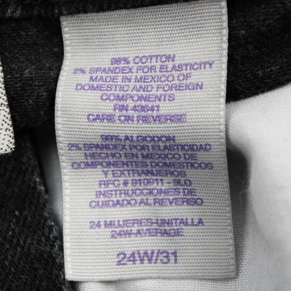 Just My Size 24W Stretch Black Tapered Jeans